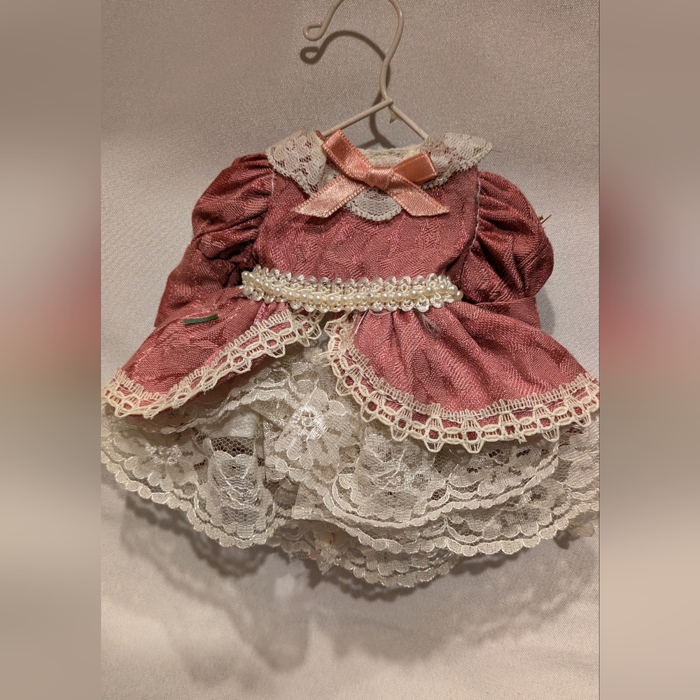 Victorian Pink Dress Ivory Laces On Hanger Vintage Smithsonian Ornament